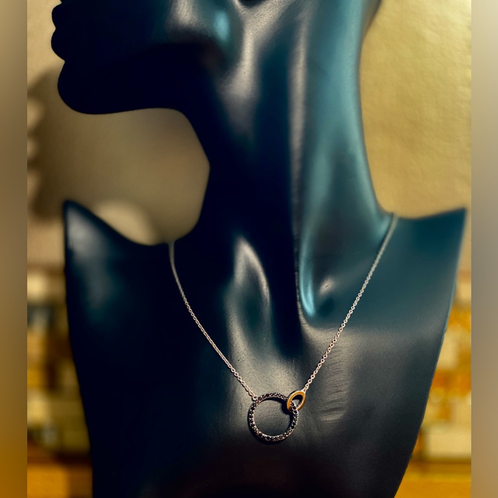 Black Diamond Duet Circle Necklace